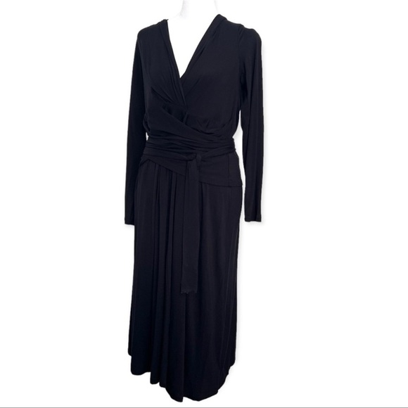 CAbi Black Dishy Dress Style 4262 Wrap Maxi Stretch Comfort Dress Size Medium - Picture 2 of 5